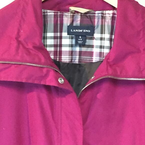 New Lands’ End Back pleated All Weather Pink Coat Womens Sz S 6/8 - Picture 6 of 10